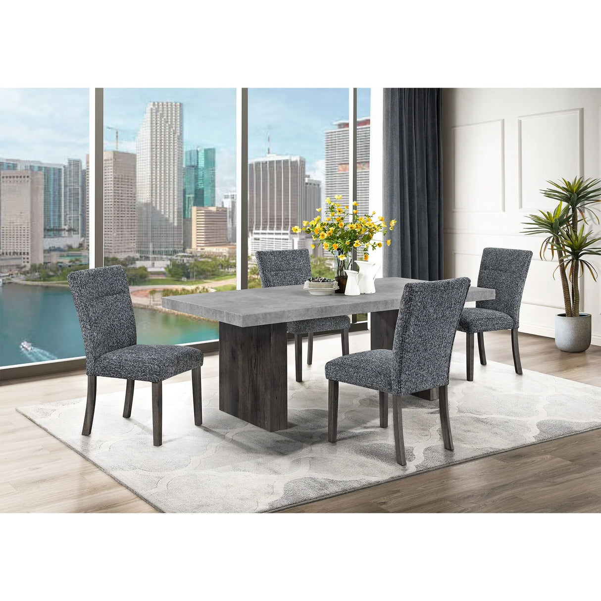 Susan - Dining Table Set With Base - Gray - Furniture Home Direct