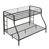 Modern Twin Over Full Metal Bunk Bed With Trundle And Dual Side Ladder And Metal Design - Black / Brown - Furniture Home Direct