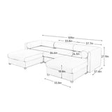 Contemporary Elegant White Chenille Sofa With Storage And Ottoman - Furniture Home Direct