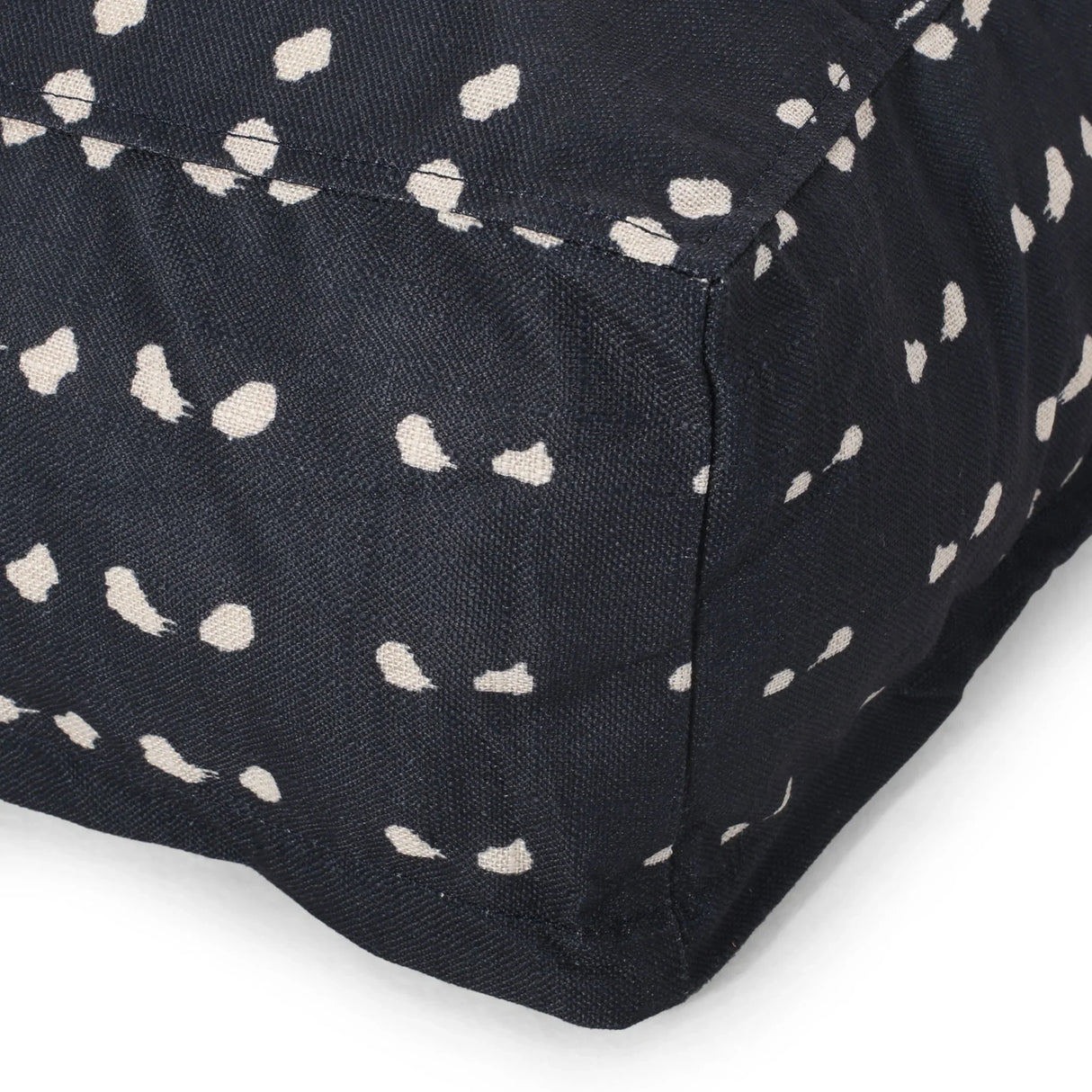 Dalm - Fabric Square Pouf Ottoman With Polystyrene Beads Filling - Dark Blue / White - Furniture Home Direct