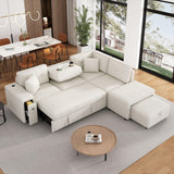 Sectional Sofa L-Shaped Sofa Couch Pull-Out Sofa Bed With A Movable Ottoman, Two USB Ports And Two Cup Holders For Living Room - Furniture Home Direct
