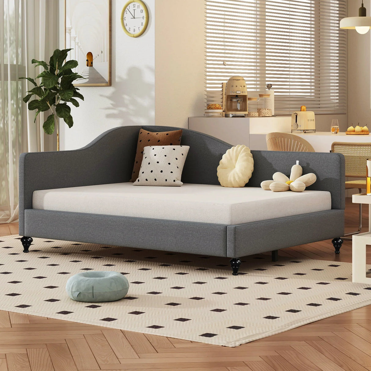 Modern L Shaped Linen Daybed With Legs - Furniture Home Direct