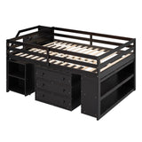 Loft Bed With Retractable Writing Desk And 3 Drawers With Storage Stairs And Shelves - Furniture Home Direct