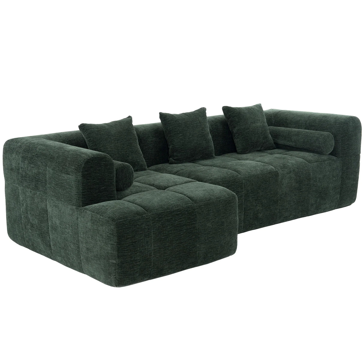 Sectional Sofa Modular Tufted Chenille Upholstery Green - Furniture Home Direct