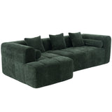 Sectional Sofa Modular Tufted Chenille Upholstery Green - Furniture Home Direct