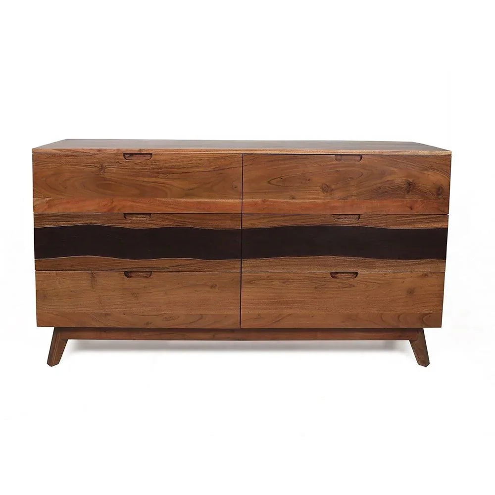 Sierra 6 Drawer Dresser - Natural Wood / Brown - Furniture Home Direct