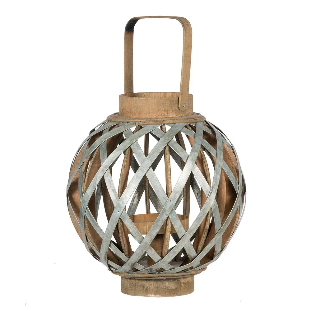 Decorative Lantern With Handle, Wooden Lantern For Indoor Outdoor, Home Garden, Wedding - Silver - Furniture Home Direct