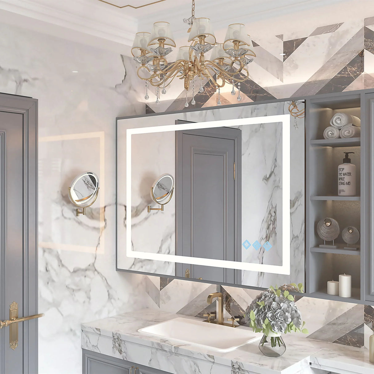 3000-6000K LED Bathroom Mirror With Lights, Anti-Fog Dimmable Lighted Wall Mounted Vanity Mirror Master Bath Modern Makeup (Only Mirrors, Not Cabinets) Horizontal & Vertical - Furniture Home Direct