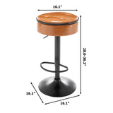 Bar Stool Round Tufted PU Leather Adjustable Height Brown - Furniture Home Direct