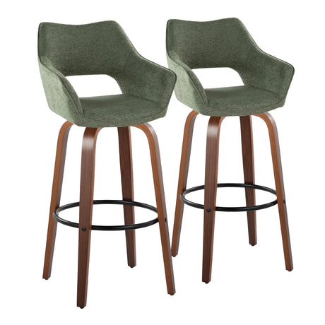 Mustang - Contemporary Fixed Height Barstool With Swivel & Round Footrest (Set of 2) - Furniture Home Direct