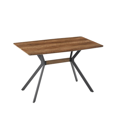 Modern Minimalist Style Dining Table MDF Wooden Top Metal Shelf Metal Heat Transfer Legs Leveling Feet For Dining Room Kitchen Office Table - Walnut / Black - Furniture Home Direct