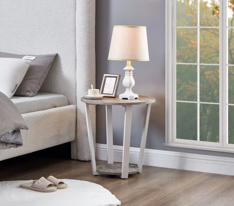 Elysian - Contemporary Round End Table With Shelf - Gray - Furniture Home Direct