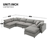 Modern Modular Cloud Sofa Bed, 6 Seat Chenille Sectional Couch Set With Ottoman, Free Combination, Convertible U Shaped Sleeper Sofa For Living Room - Furniture Home Direct
