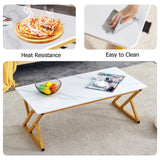 Coffee Table Marble Top Contemporary With Gold Frame White - Furniture Home Direct