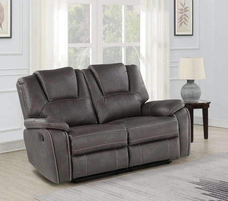 Katrine - Charcoal PU Manual Loveseat - Charcoal Black - Furniture Home Direct