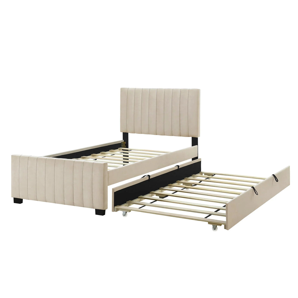 Upholstered Design Platform Bed With Trundle - Furniture Home Direct