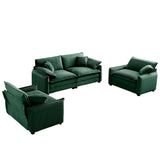 Corduroy Loveseat and 2 Chair Set - Green - Furniture Home Direct