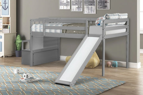 Loft Bed With Staircase, Storage, Slide, Full-Length Safety Guardrails, No Box Spring Needed - Furniture Home Direct