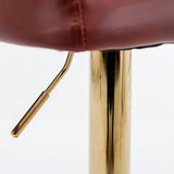 Counter Height Bar Stool Tufted Leather Swivel Burgundy - Furniture Home Direct