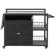 Outdoor Kitchen Island With Storage, Cooking Station, Grill Cart, Foldable Tabletop, And Bottle Opener - Dark Brown - Furniture Home Direct