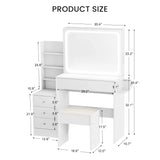 Vanity Table With LED Mirror And Built In Storage White - Furniture Home Direct