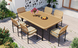 7 Piece Outdoor Dining Set With Wicker Chairs and Oatmeal Cushions - Furniture Home Direct