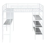 Bed With 3 Layers Of Shelves And Desk, Stylish Frame Bed - Furniture Home Direct