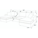 3 Piece Corduroy Double Chaise Sectional Sofa - Furniture Home Direct