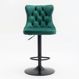 Swivel Velvet Barstools Adjusatble Seat Height, Modern Upholstered Bar Stools With Backs Comfortable Tufted For Home Pub And Kitchen Island (Set of 2) - Furniture Home Direct
