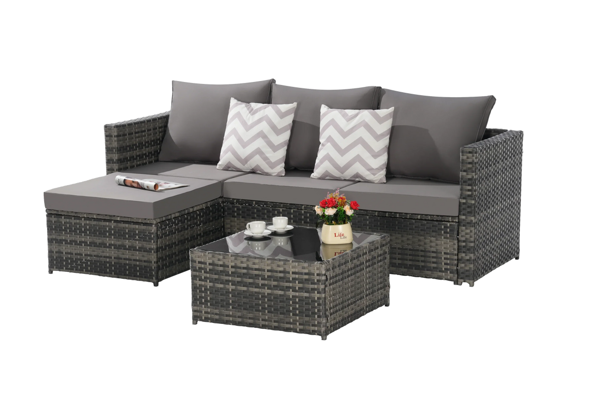 Outdoor Sectional Set with Ottoman - Furniture Home Direct