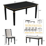 Dining Set With Tufted High Back Chairs And Bench Black - Furniture Home Direct