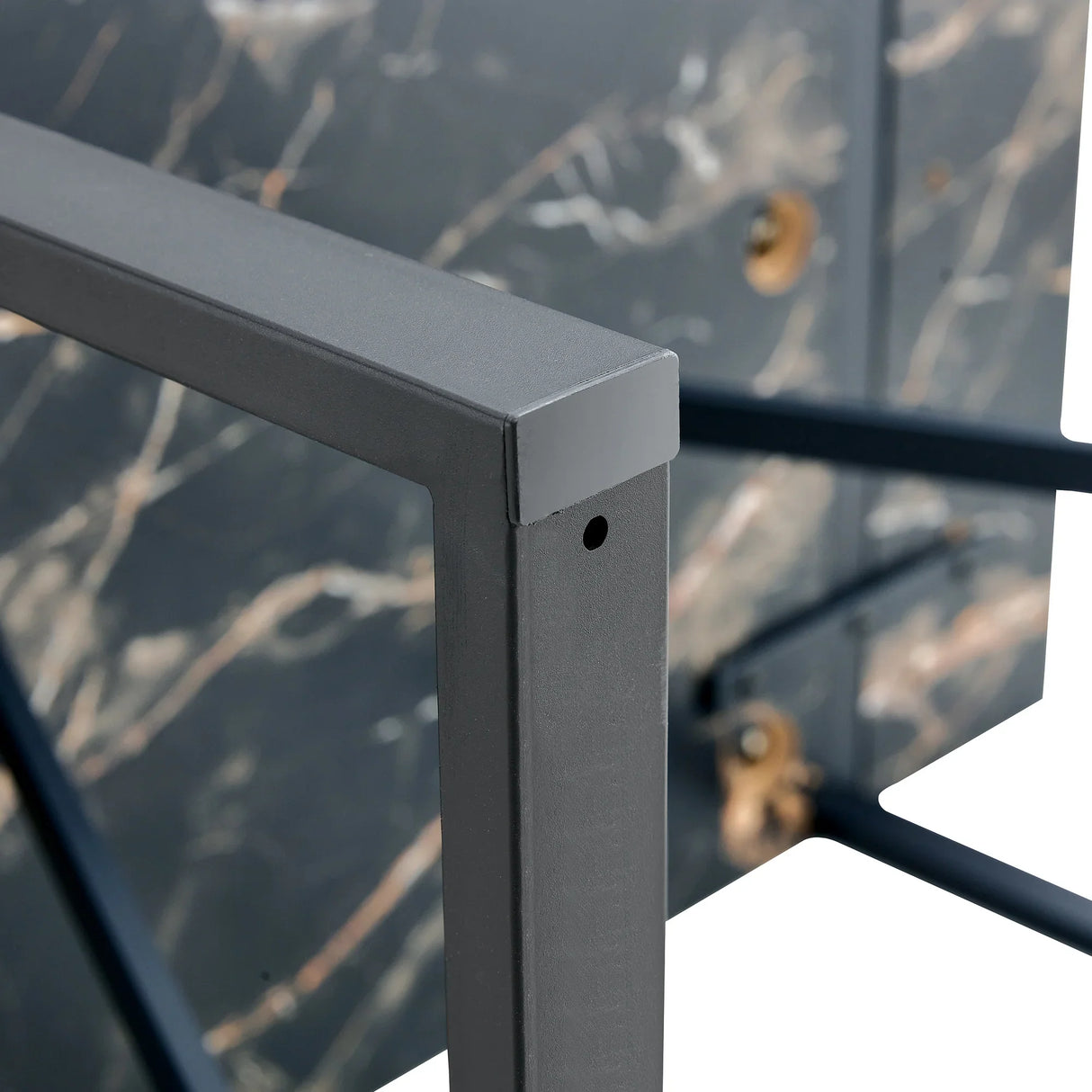 Dining Set Black Marble Top With Linen Chairs Gray - Furniture Home Direct