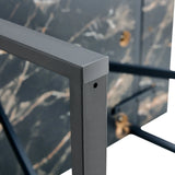 Dining Set Black Marble Top With Linen Chairs Gray - Furniture Home Direct