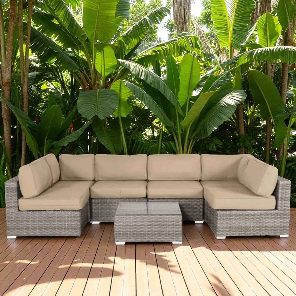Seating Set With Cushions Handcrafted Wicker Design - Furniture Home Direct