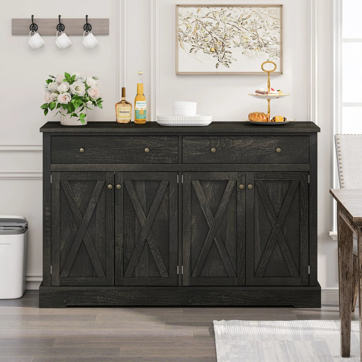 Vintage Sideboard With 2 Drawers And Four Doors For Living Room - Furniture Home Direct