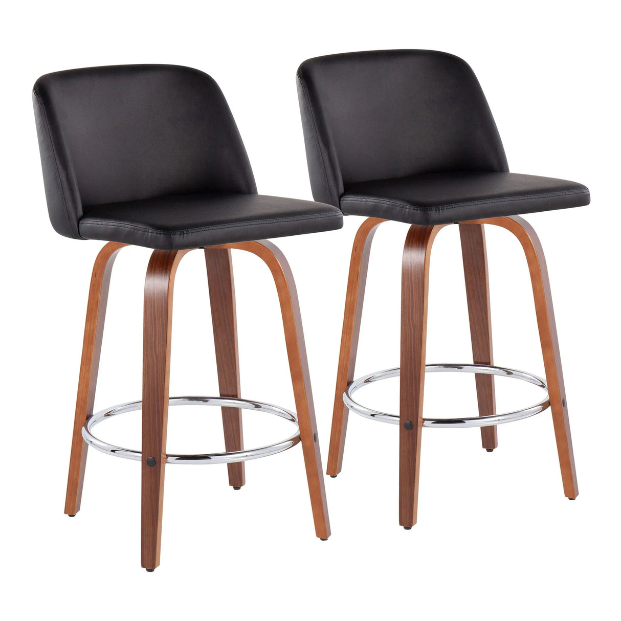 Toriano - Mid-Century Modern Fixed Height Counter Stool With Round Footrest (Set of 2) - Furniture Home Direct