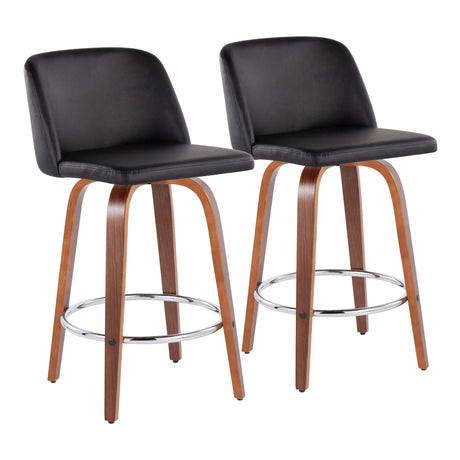 Toriano - Mid-Century Modern Fixed Height Counter Stool With Round Footrest (Set of 2) - Furniture Home Direct