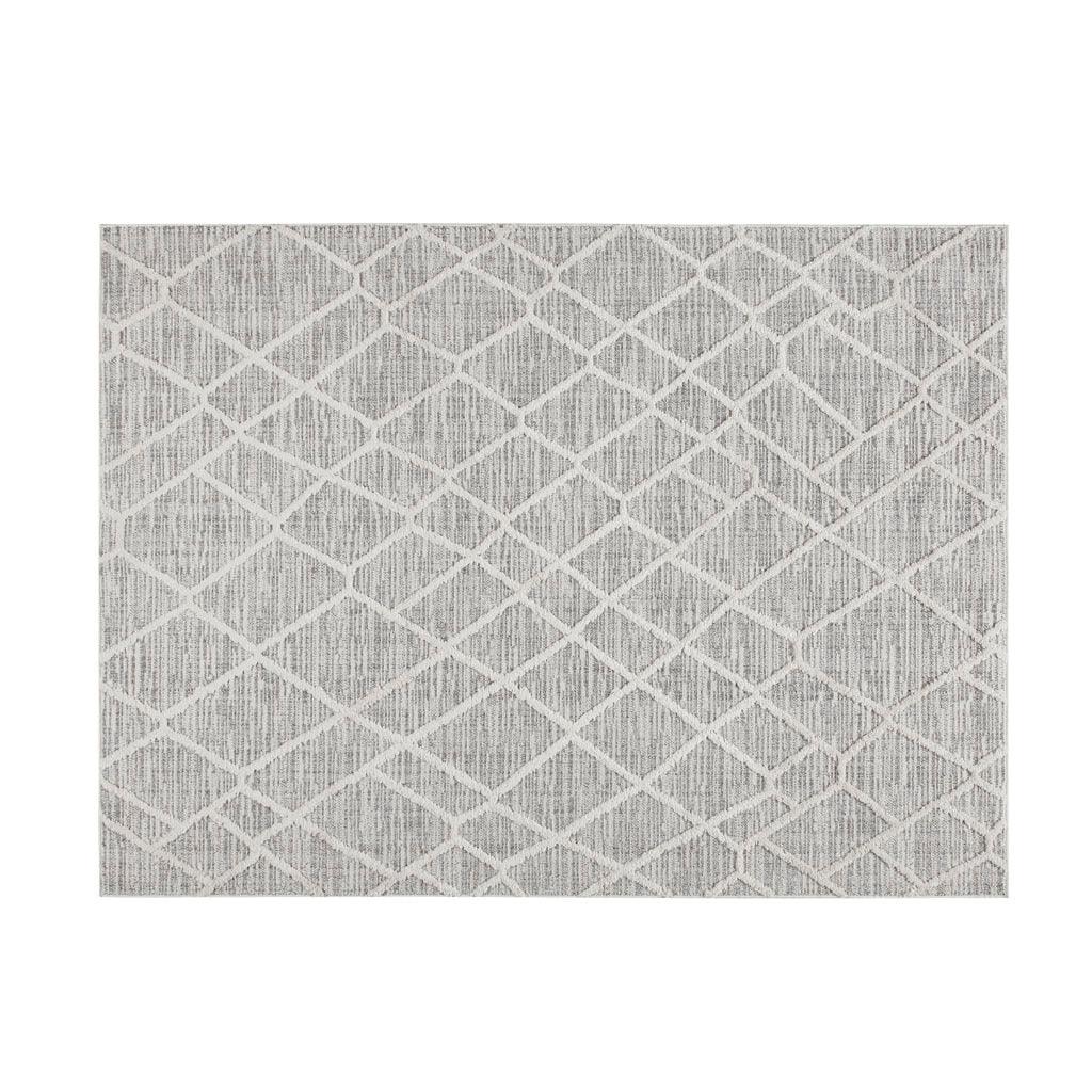Area Rug Pebble Pattern Machine Made Polyester Gray Cream - Furniture Home Direct