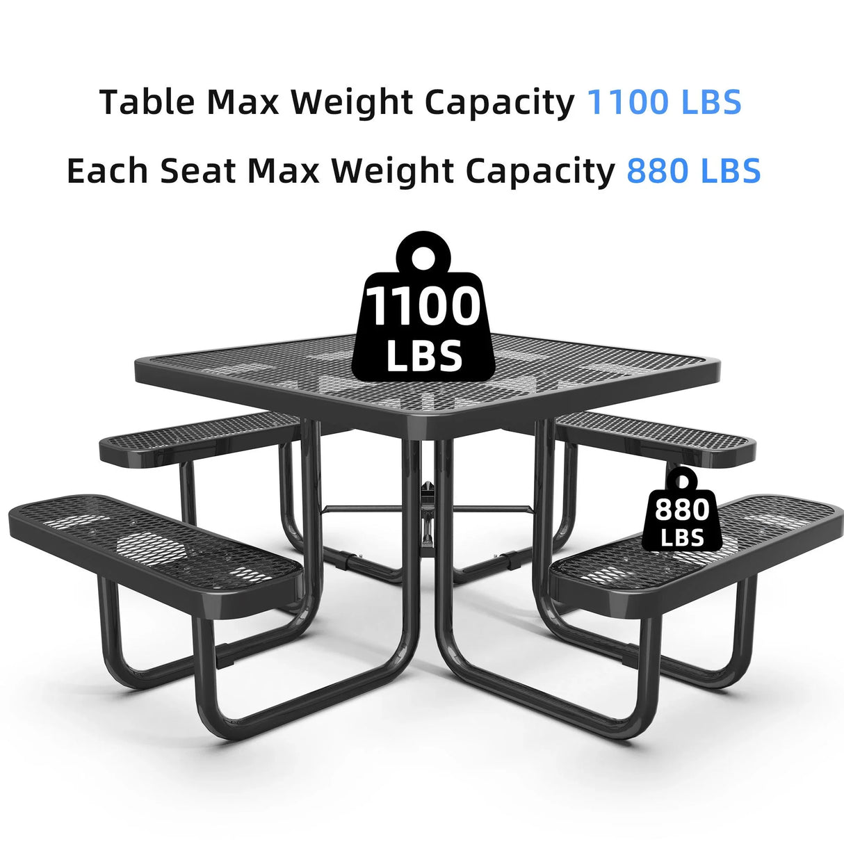 Square Outdoor Picnic Table With Umbrella Pole - Furniture Home Direct