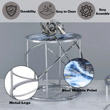 Lyda - Marble Print End Table - Blue - Furniture Home Direct