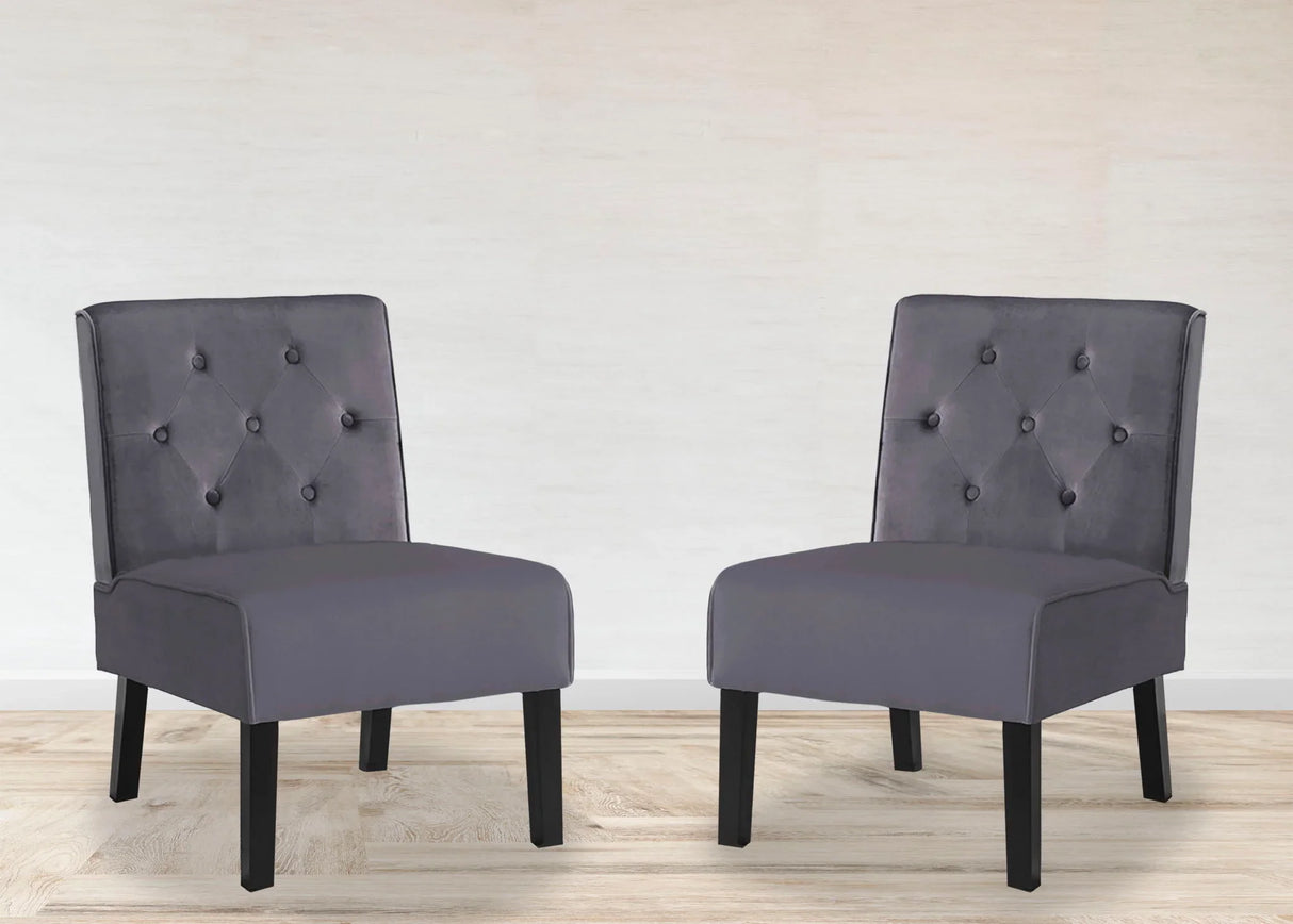 Reese - Living Room Armless Button Tufted Pattern Accent Chair (Set of 2) - Furniture Home Direct