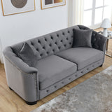 Living Room Set with 2 Sofas - Velvet Grey - Furniture Home Direct