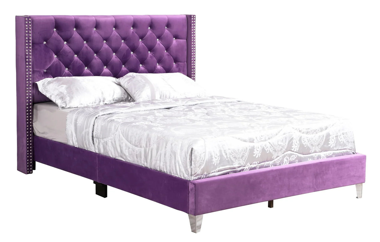 Upholstered Nailhead Trim Chic Bed - Furniture Home Direct