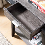 Modern Hallway Display Table With Drawer & Bottom Shelve - Distressed Gray / Black - Furniture Home Direct