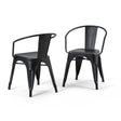 Larkin - Metal Dining Arm Chair (Set of 2) - Distressed Black / Silver - Furniture Home Direct