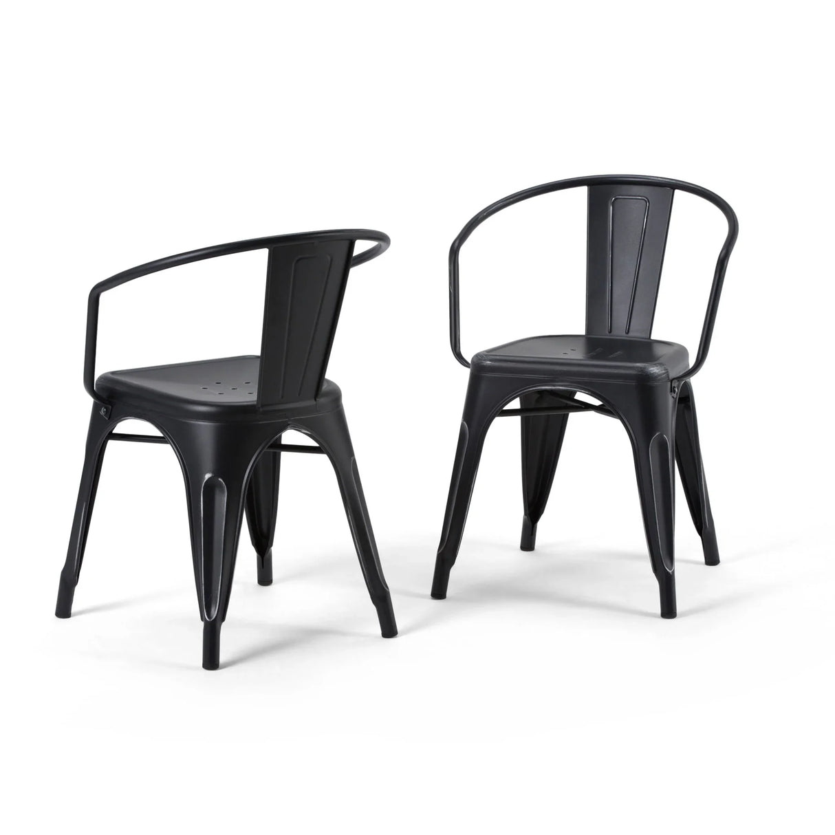 Larkin - Metal Dining Arm Chair (Set of 2) - Distressed Black / Silver - Furniture Home Direct