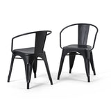 Larkin - Metal Dining Arm Chair (Set of 2) - Distressed Black / Silver - Furniture Home Direct