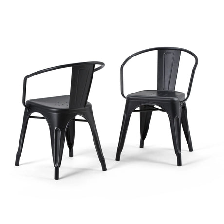Larkin - Metal Dining Arm Chair (Set of 2) - Distressed Black / Silver - Furniture Home Direct
