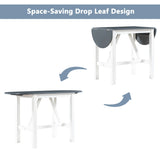 Dining Set Drop Leaf Counter Height With 2 Chairs White Gray - Furniture Home Direct