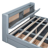 Platform Bed Upholstered Storage Hydraulic Drawers Gray - Furniture Home Direct